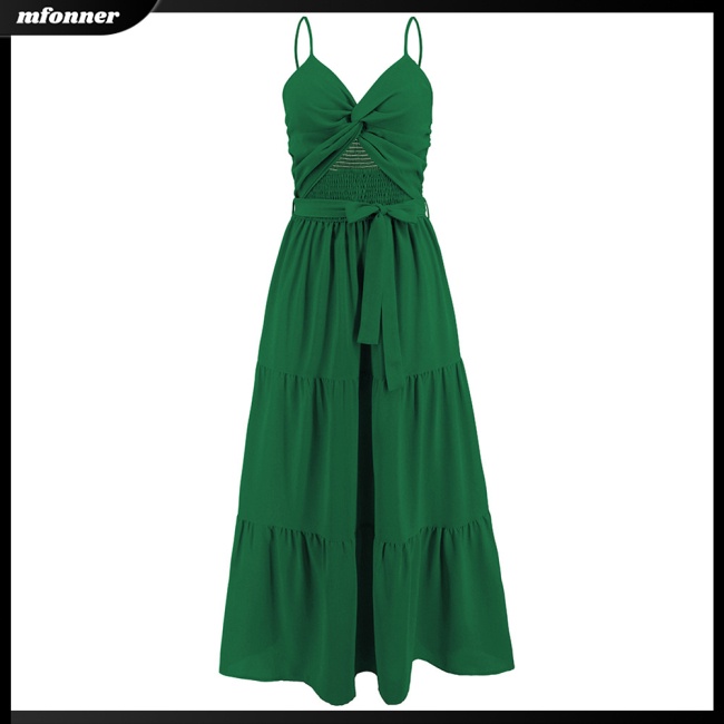 Đầm Dài Không Tay Cổ Chữ V Hở Lưng Màu Sắc Đơn Giản Thanh Lịch Dành Cho Nữ