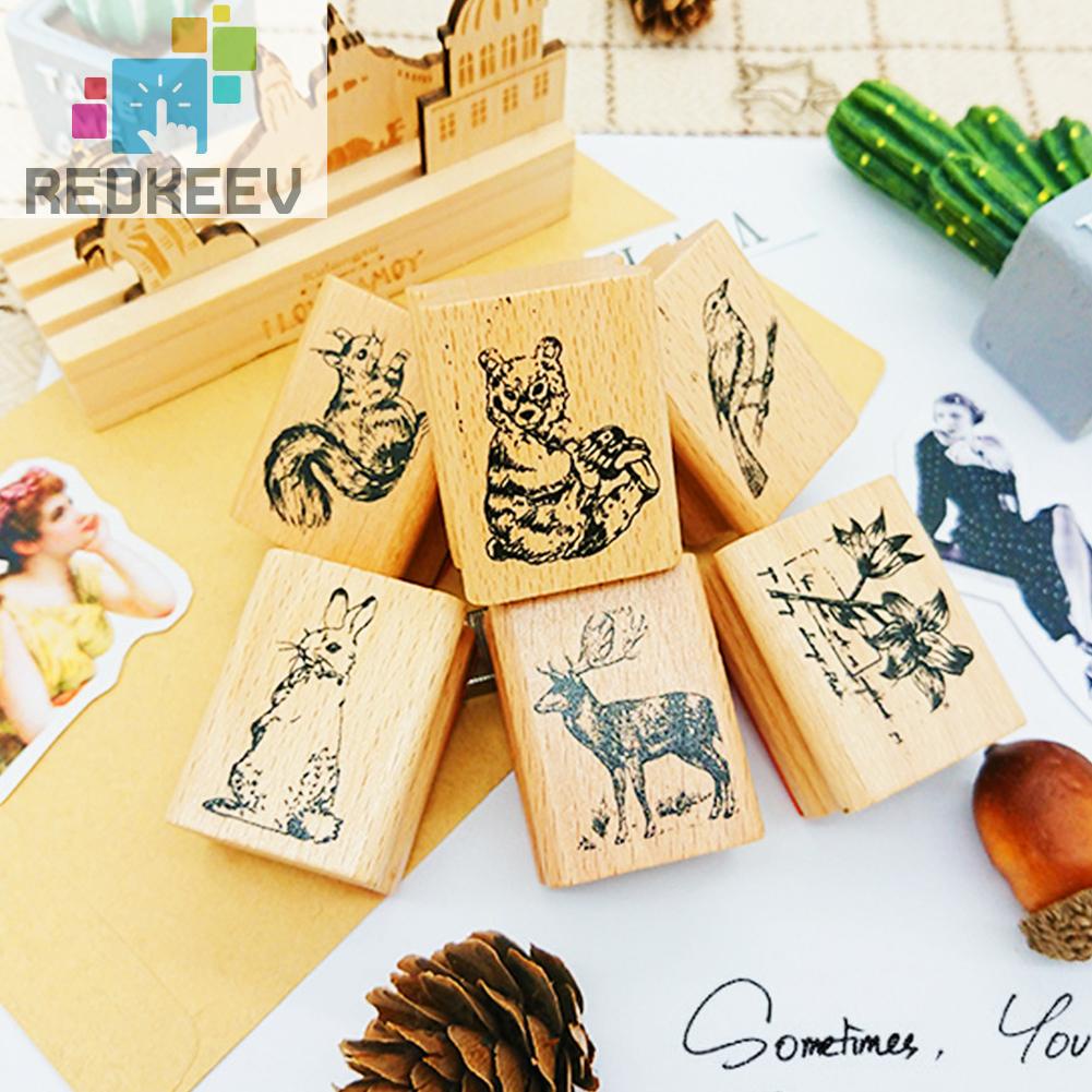 Con Dấu Hình Động Vật Dễ Thương Phong Cách Retro Trang Trí Sổ Tay