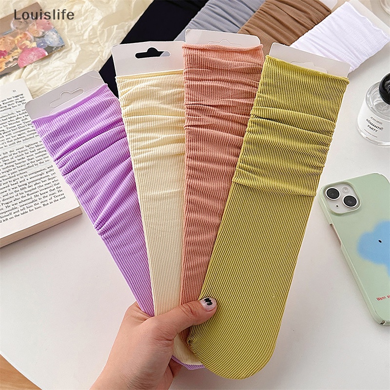 1 Đôi Vớ Louislife Bằng Nylon Mỏng Mềm Thoáng Khí Màu Be / Nâu Thời Trang Mùa Hè Cho Nữ