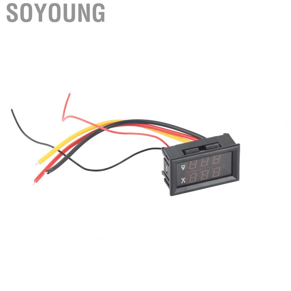 Soyoung Digital Voltage Ammeter Volt Amp Meter DC 0‑300V Range Dual Display  Interference for Vehicle