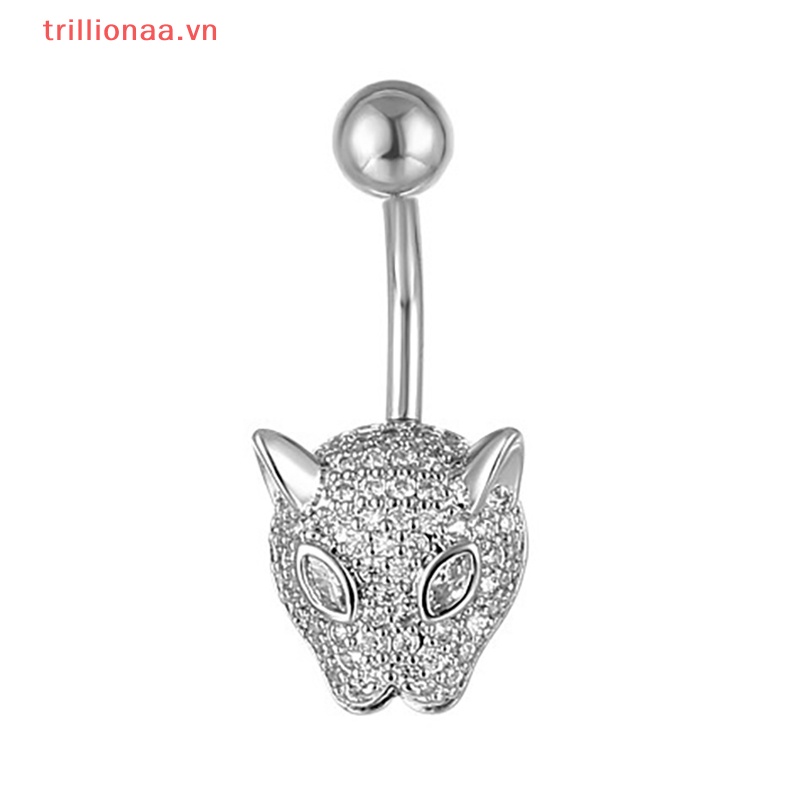Khuyên Rốn Họa Tiết Da Báo Đính Đá Cá Tính