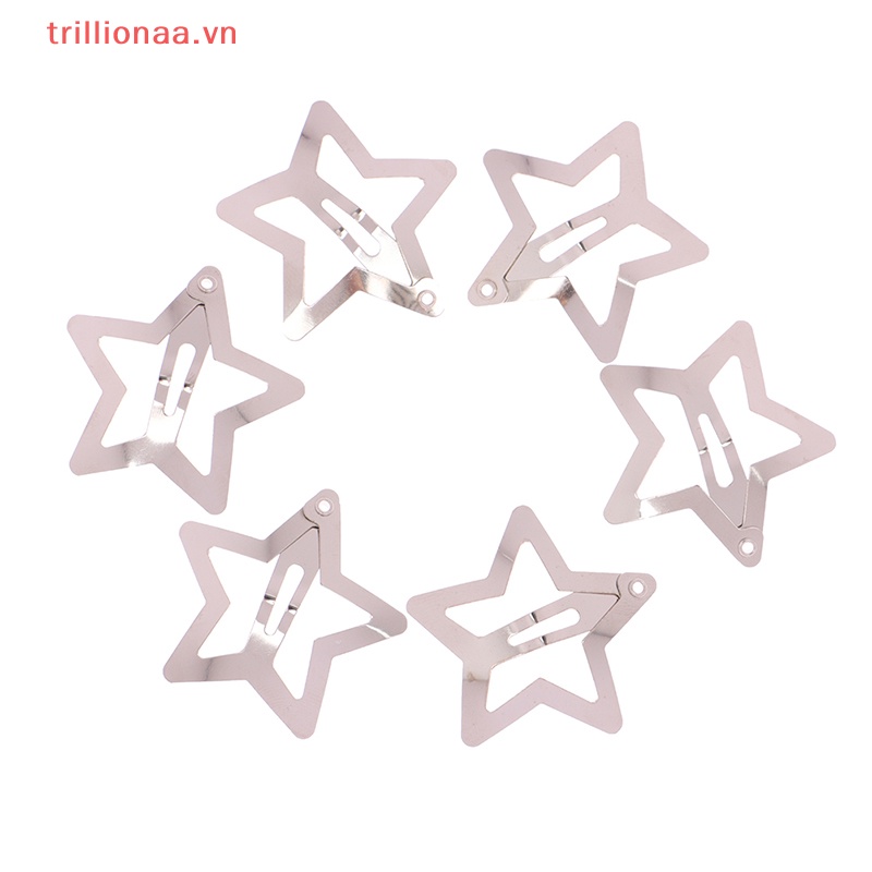 Set 4 Kẹp Tóc Hình Ngôi Sao Màu Bạc Đơn Giản Cho Nữ