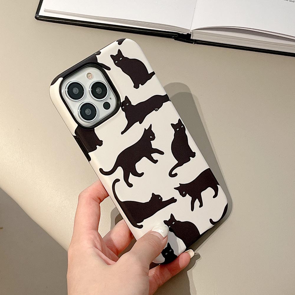 Ốp Điện Thoại Cứng Hình Mèo Đen Cho iphone 11 12 12pro 12promax 13 13pro 13promax 14 14pro 14promax 15 15pro 15plus 15promax