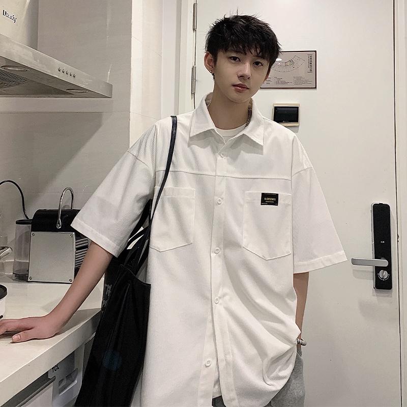 Áo Sơ Mi Tay Ngắn Dáng Rộng Cỡ Lớn Thời Trang Mùa Hè Cho Nam