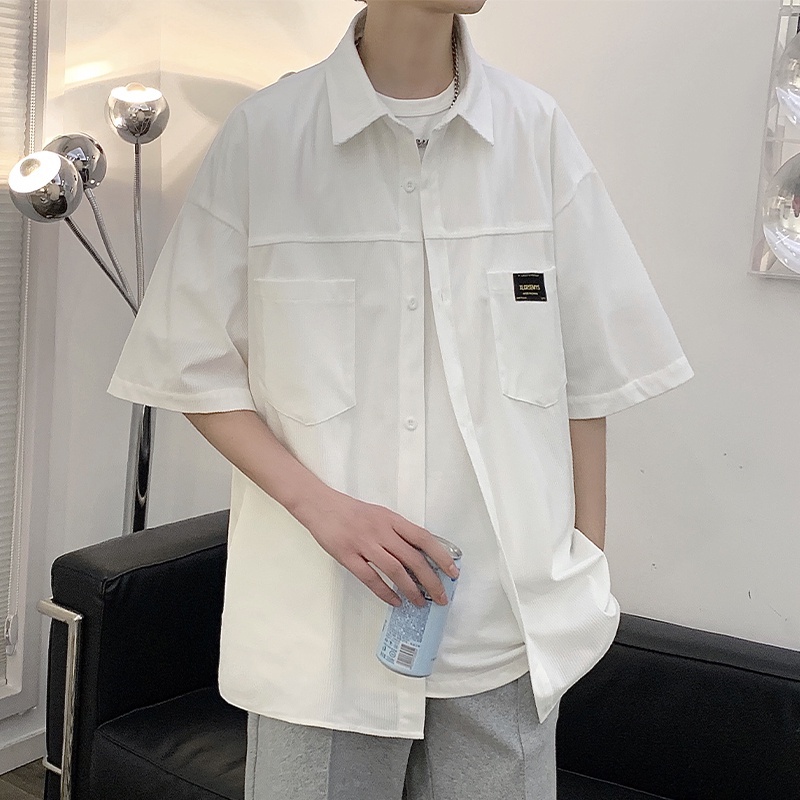 Áo Sơ Mi Tay Ngắn Dáng Rộng Cỡ Lớn Thời Trang Mùa Hè Cho Nam