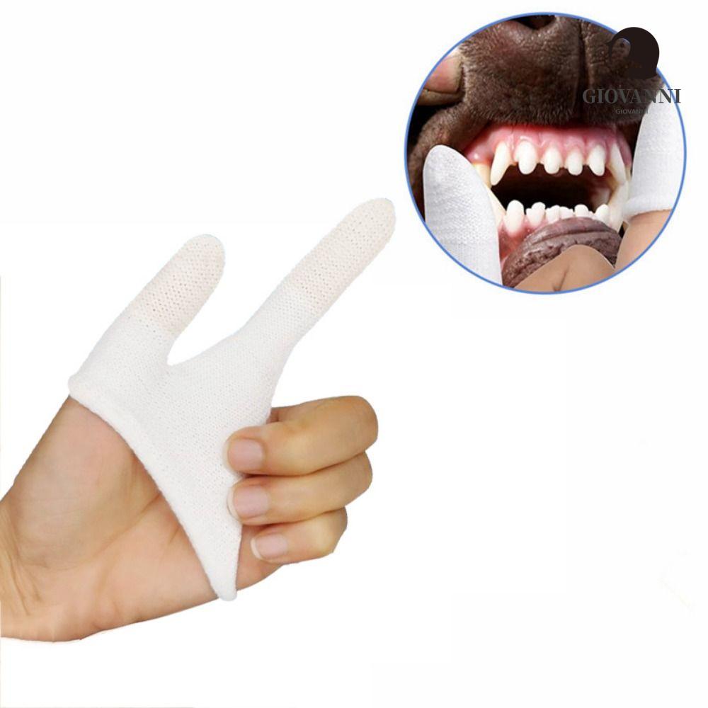 Bàn Chải Đánh Răng Hai Ngón Co Giãn Màu Trắng Di Động Tiện Dụng Cho Mèo Cưng