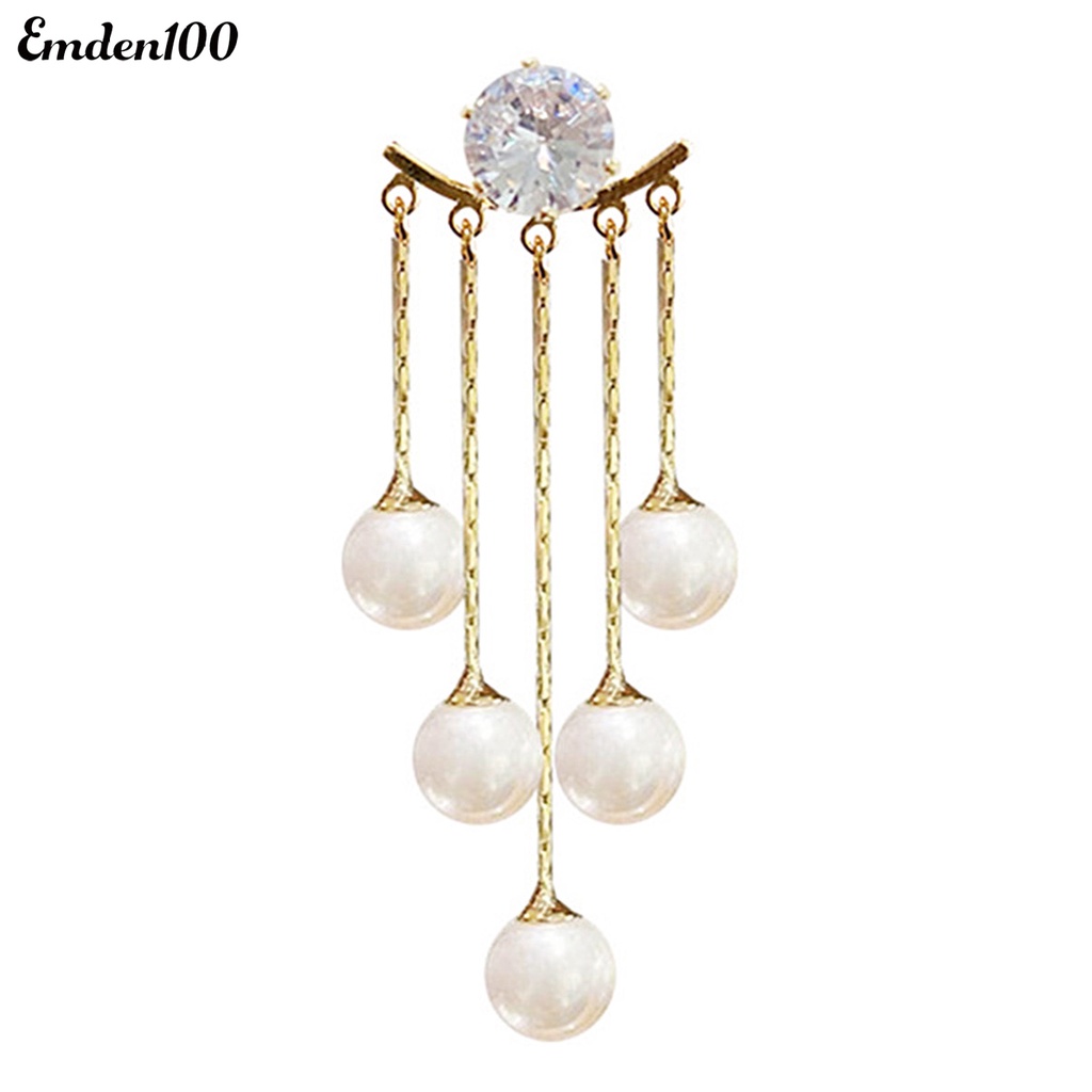 1 Cặp Bông Tai Ngọc Trai Giả Tua Rua Mạ Điện Lấp Lánh Thời Trang Nữ