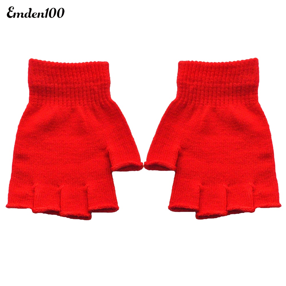 1 Đôi Găng Tay Len Hở Ngón Mềm Mại Ấm Áp