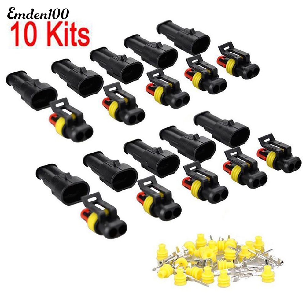 Bộ 10 Đầu Nối Dây Điện 2 Chiều Chống Nước Cho Xe Hơi