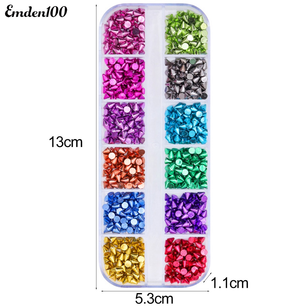 1 Hộp Phụ Kiện Đinh Tán Trang Trí Móng Tay 12 Ngăn Không Phai Màu Chống Rơi Có Thể Tháo Rời DIY