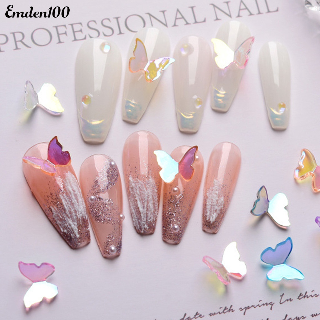 Set 30 Phụ Kiện Trang Trí Móng Tay Hình Bướm 3D Nhiều Màu Sắc