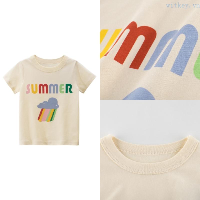 Áo Thun Cotton Trung Tính In Họa Tiết Cầu Vồng Cho Bé Gái