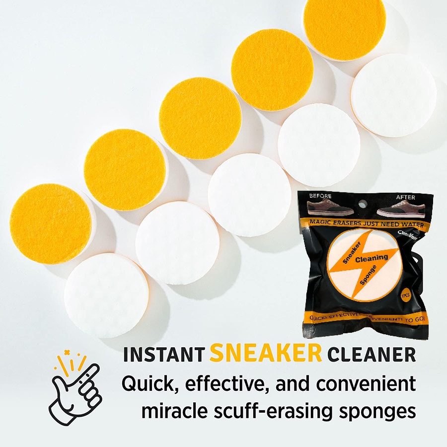 Miếng bọt biển hai mặt được làm ẩm trước làm sạch &amp; trắng đế giày cho nam và nữ