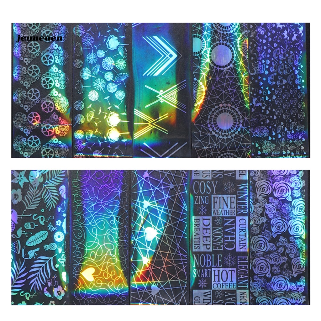 Set 10 Cuộn Giấy Foil Dán Trang Trí Móng Tay Cho Nữ Họa Tiết Ngôi Sao / Trái Tim