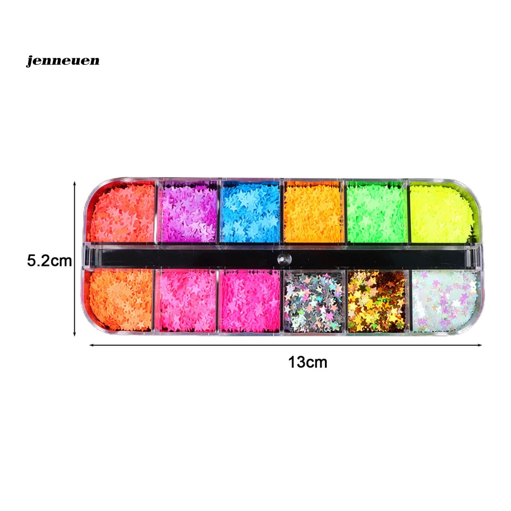 Hộp 12 Ngăn Đựng Hạt Kim Tuyến Trang Trí Móng Tay DIY Siêu Mỏng