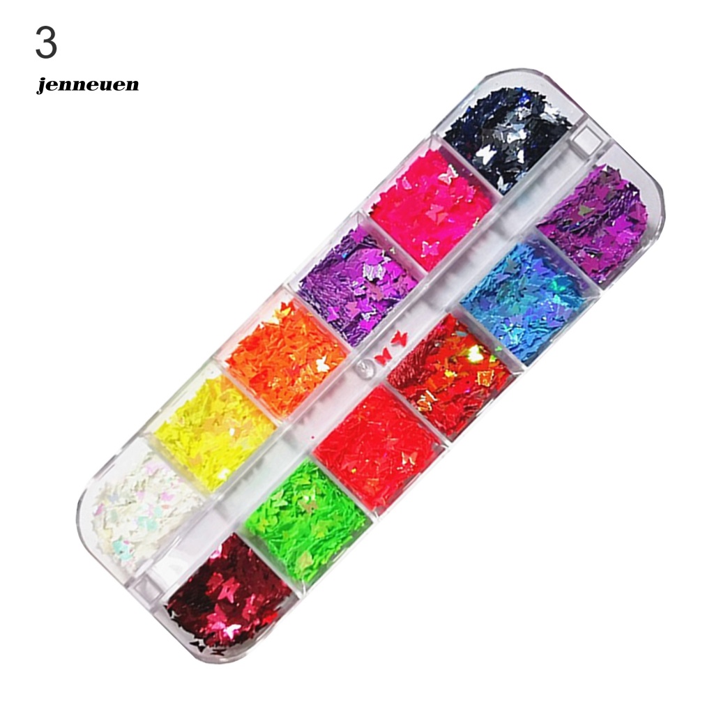 Hộp Sequin Hình Bướm Màu Dạ Quang Dùng Trang Trí Móng Tay