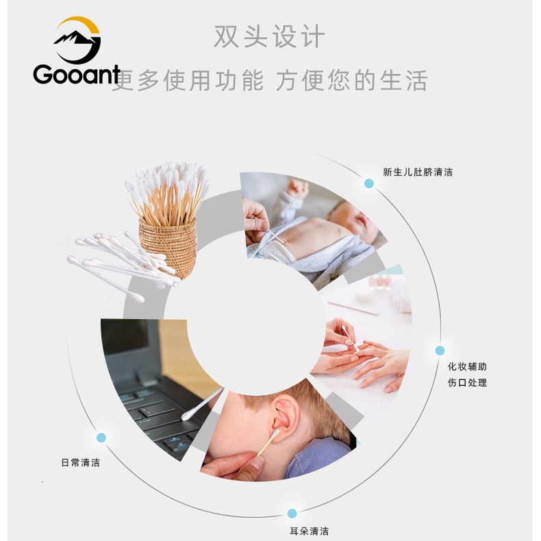 Bông Tăm Hai Đầu Tròn Bằng cotton Dùng Một Lần Để Trang Điểm