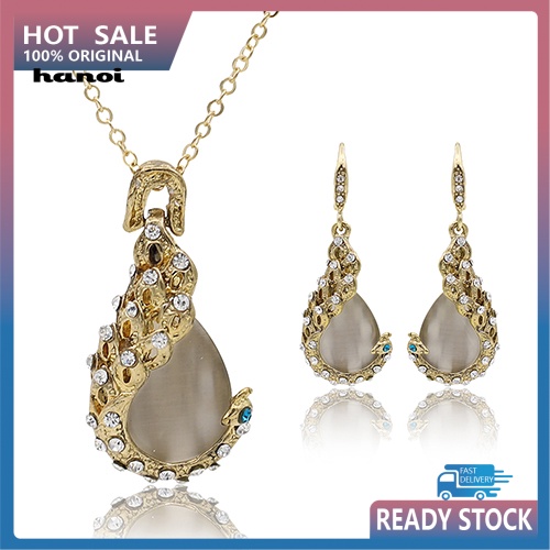 Set Vòng cổ + Bông Tai ĐíNh NgọC MắT MèO Giả ThờI Trang Cho Nữ