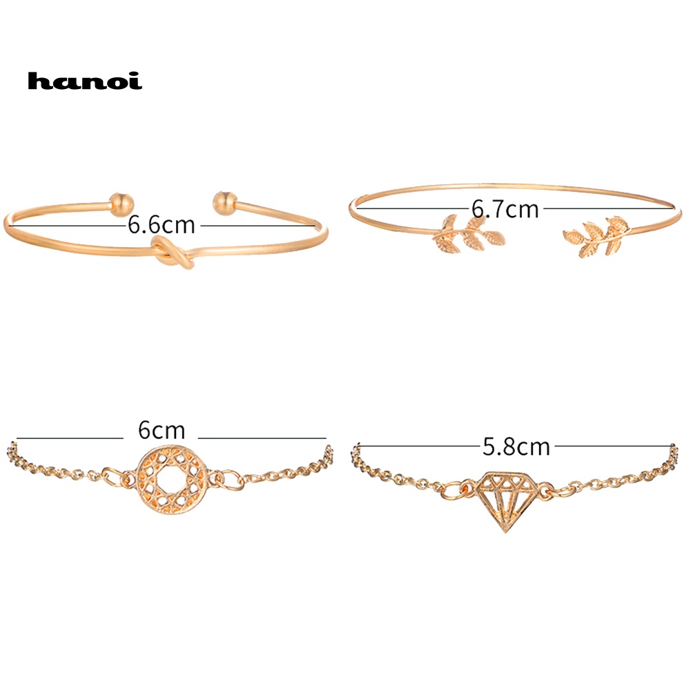 Set 4 Vòng Tay Kim Loại Thiết Kế Vintage Cho Nữ