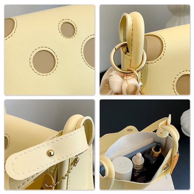 BEIBAOBAO Túi Đeo Vai Hình Vuông Cỡ Nhỏ Họa Tiết Bướm Phô Mai Dễ Thương Thời Trang Cho Nữ