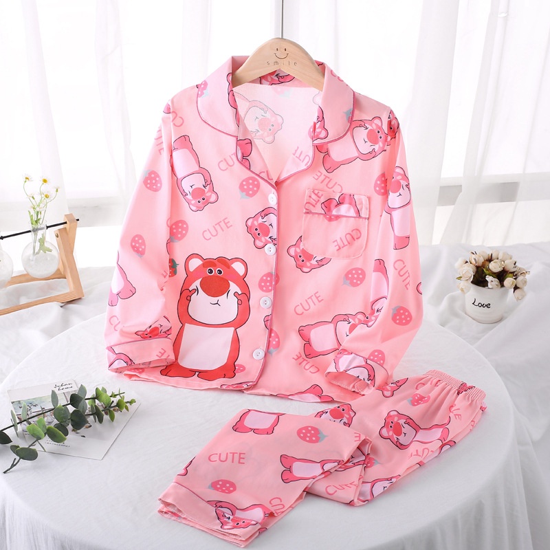 Bộ Đồ Ngủ 2 Món Áo Tay Dài + Quần Dài In Hoạt Hình Hello Kitty Dễ Thương Cho Bé Gái
