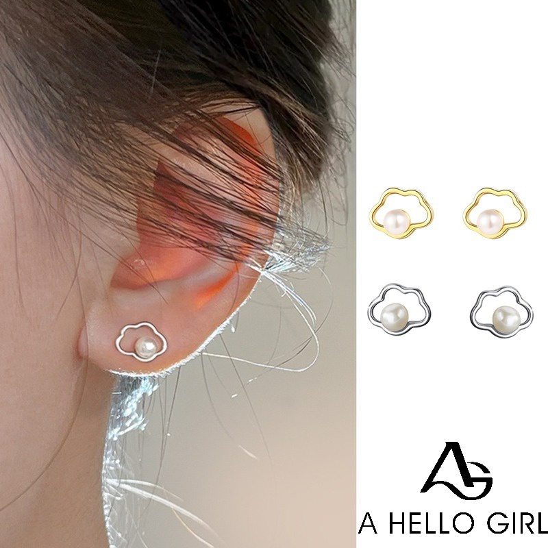 Bông Tai Hình Đám Mây Đính Ngọc Trai Nhỏ Xinh Thời Trang Sang Trọng Ahellogirl S925