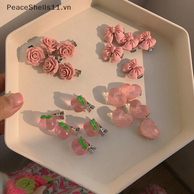 Set 5 Kẹp Tóc Hình Hoa Hồng / Bướm Dễ Thương Làm Quà Tặng Cho Bạn Gái