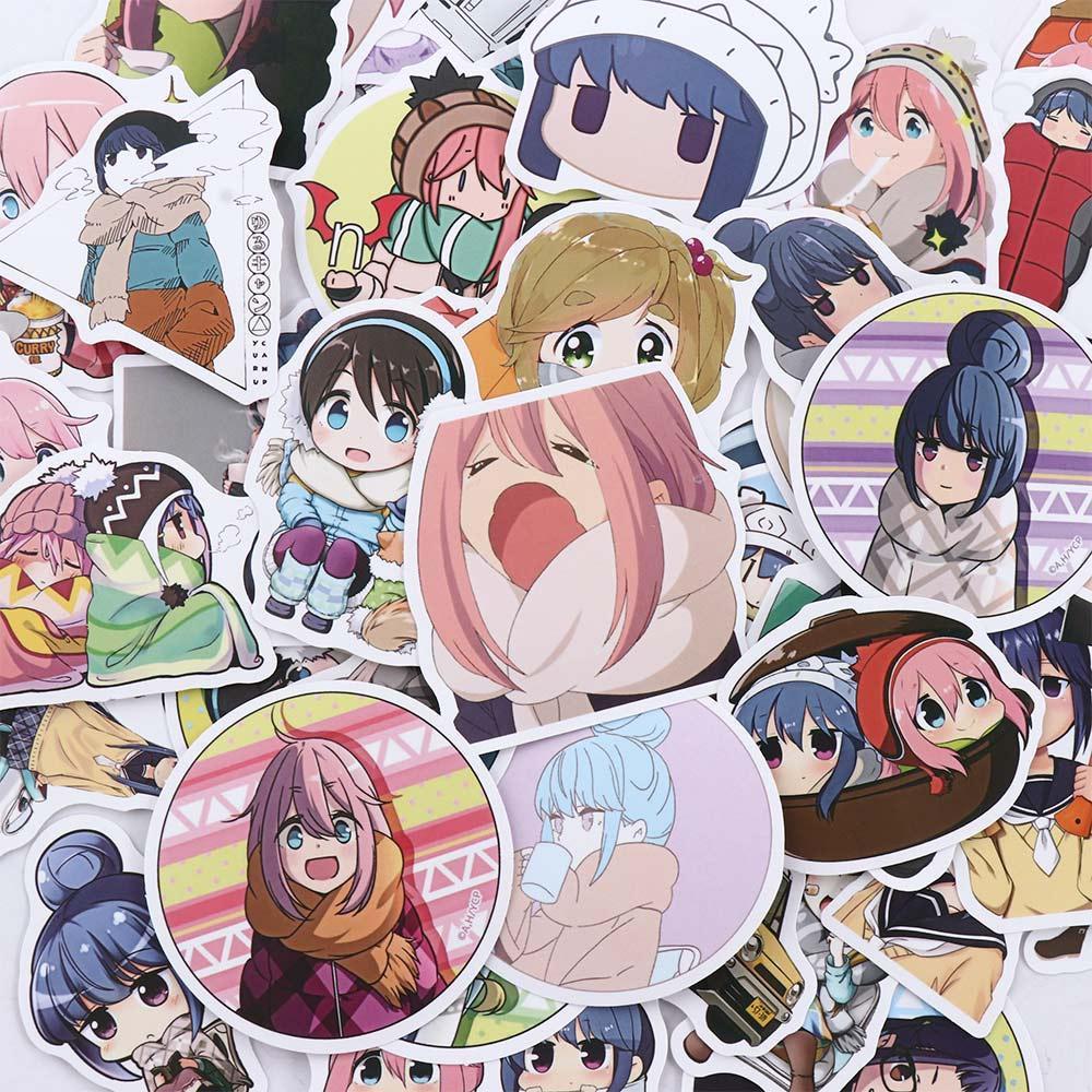 Rebuy1 yuru camp dễ thương không thấm nước sáng tạo dán trang trí văn phòng phẩm sticker hành lý sticker điện thoại di động trang trí ván trượt sticker graffiti stickers