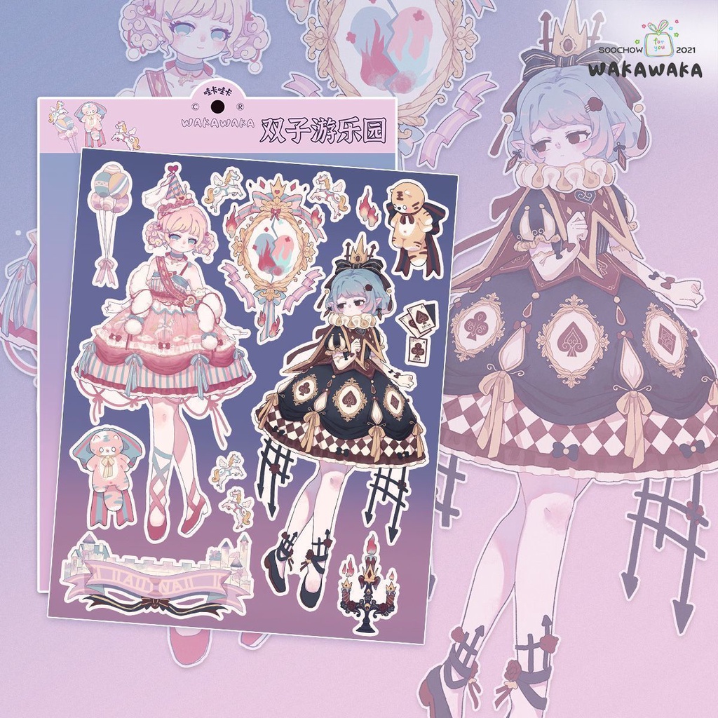 Miếng Dán Trang Trí Sổ Tay Hình Công Chúa Lolita Dễ Thương