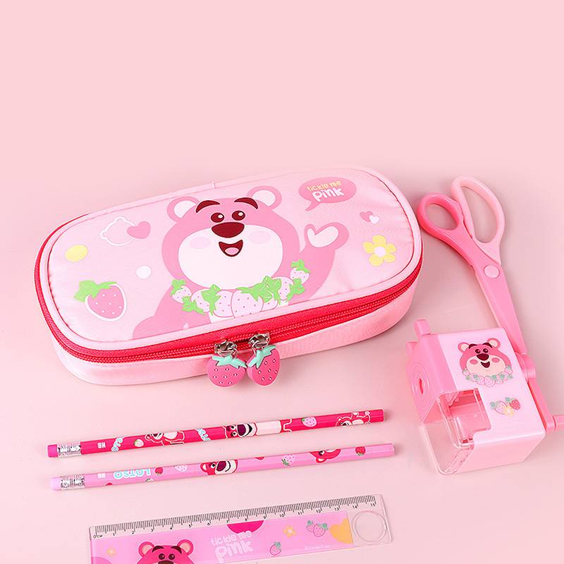 DISNEY Túi Đựng Bút Đa Năng Cỡ Lớn In Hoạt Hình Gấu / Dâu Tây Dễ Thương Cho Học Sinh