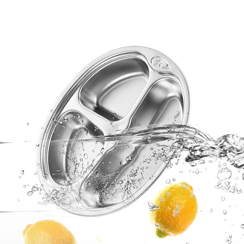 Khay Inox 304 Dày Chống Rơi Họa Tiết Hoạt Hình Dễ Thương Cho Bé