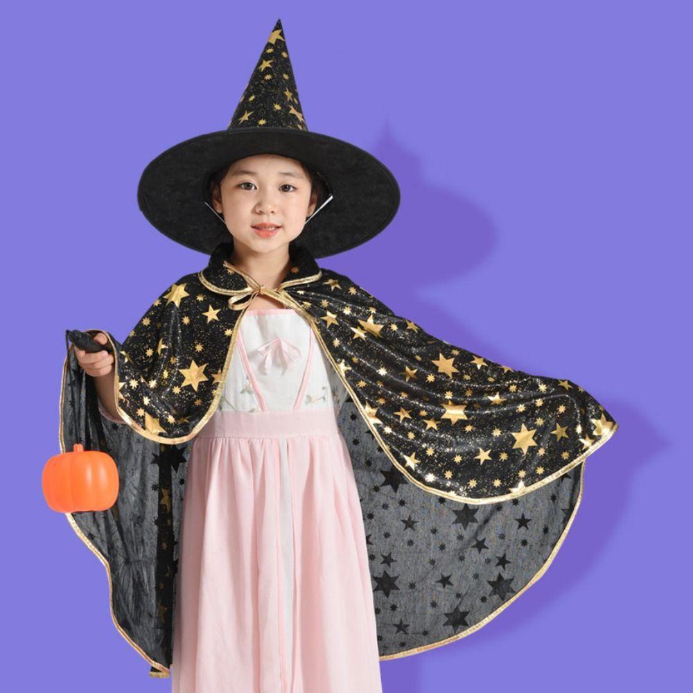 Ahmeduib Áo Choàng Phù Thủy Kèm Nón Và Áo Choàng gilding Cho Bé Trai Hóa Trang Ngôi Sao Ảo Thuật gothic halloween