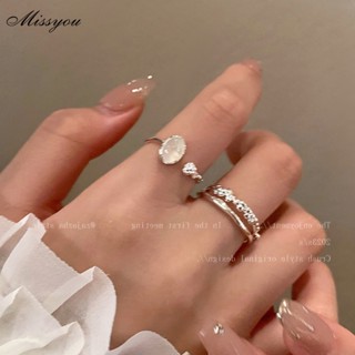  Set 2 Nhẫn Hở Đính Đá Mặt Trăng Thời Trang Cho Nữ 