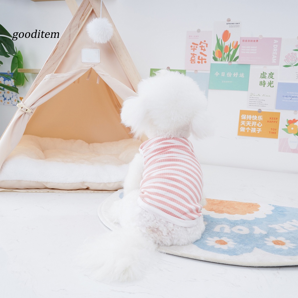 Gooditne Áo Sát Nách Kẻ Sọc Bằng Cotton Mềm Thấm Hút Mồ Hôi Thoáng Khí Dễ Mặc Mùa Hè Cho Thú Cưng