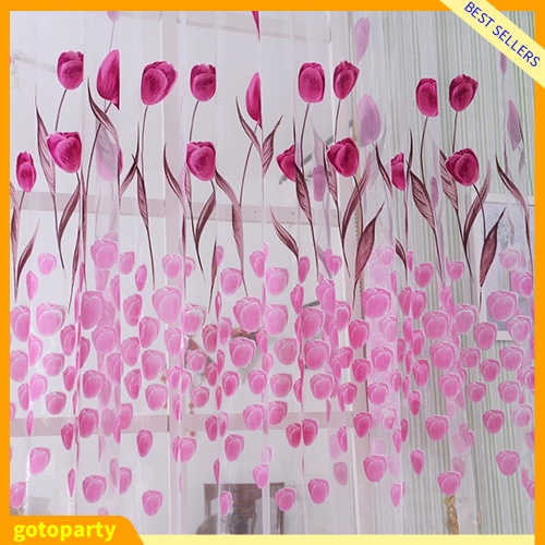 Gotoparty gotoparty| Rèm cửa sổ Voan In Hình Hoa Tulip Lãng Mạn
