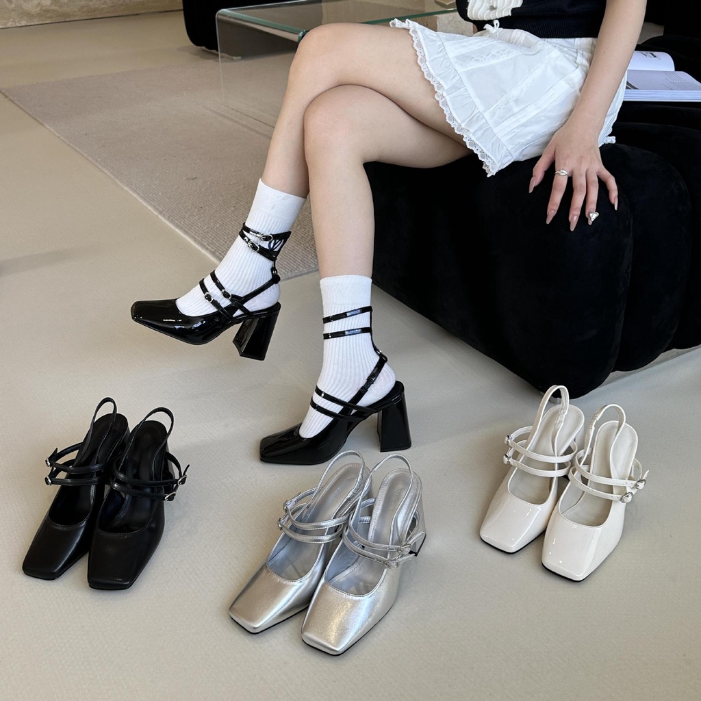 Sandal Cao Gót Mũi Vuông Thiết Kế Mới Thời Trang Mùa Hè 2023 Dành Cho Nữ