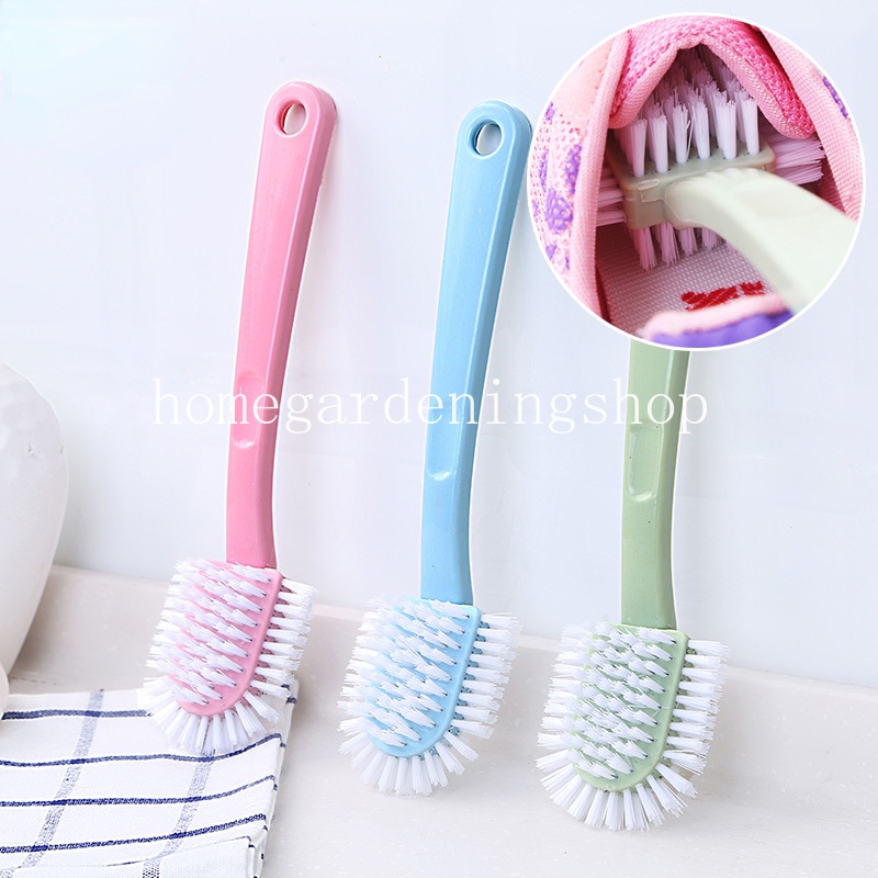 Bàn Chải Chà Giày Hai Mặt Bằng Nhựa Mềm Tay Cầm Dài Đa Năng Không Làm Đau