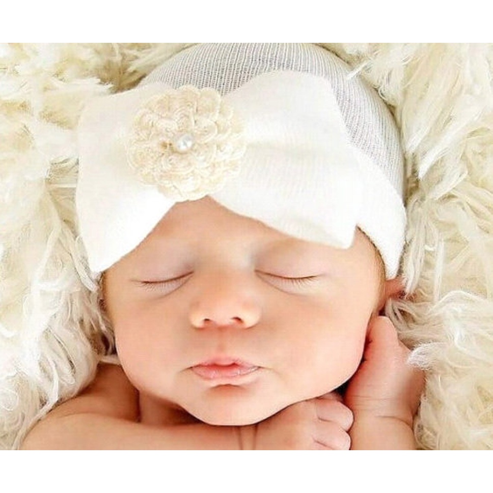 Mũ Beanie Cotton Kẻ Sọc Thắt Nút Đang Ngủ Cho Trẻ Sơ Sinh Mới Sinh Năm 2023