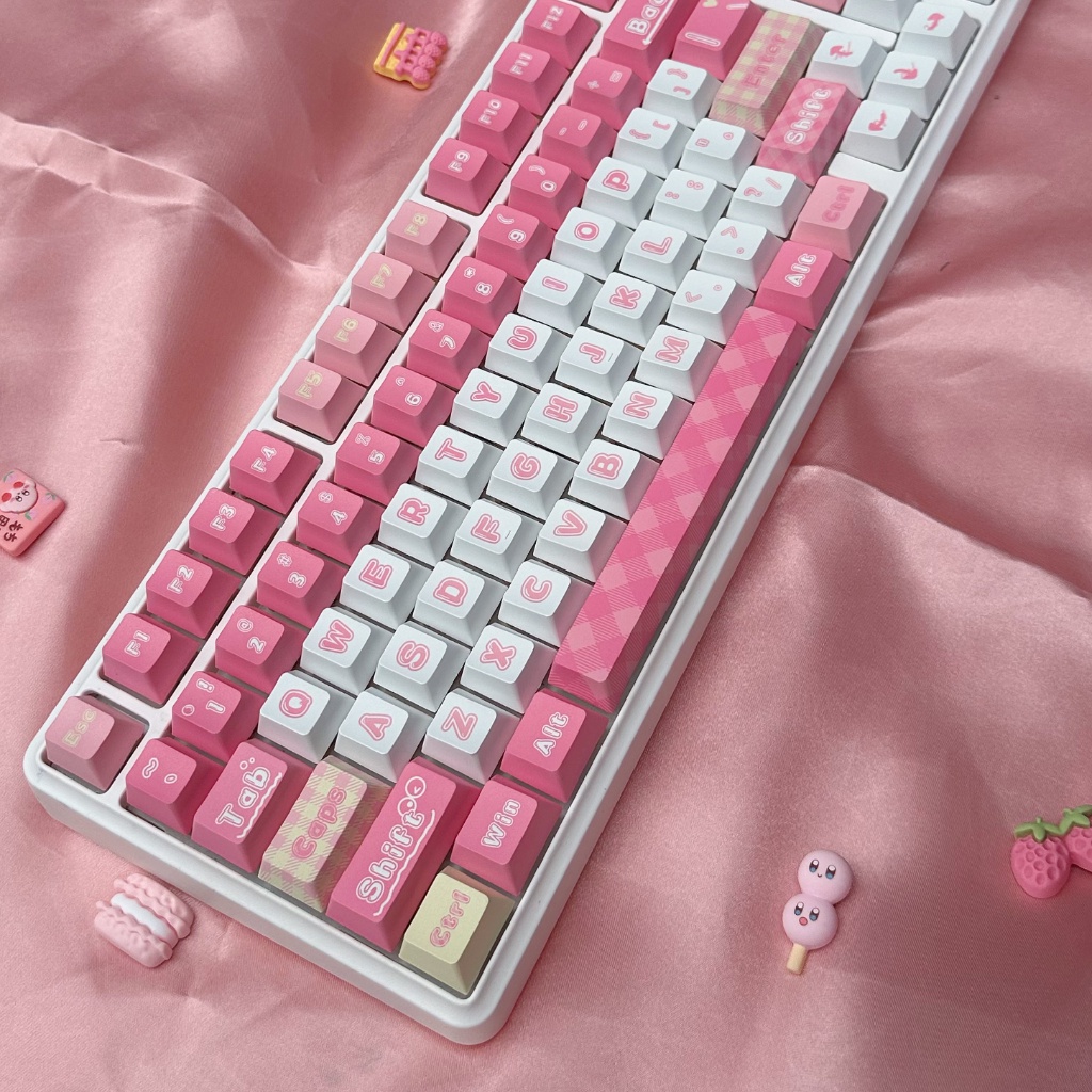 135 Phím Dopamine Keycaps Cherry Profile Cô Gái Hồng Anime PBT Dye Sub Cơ Keycap