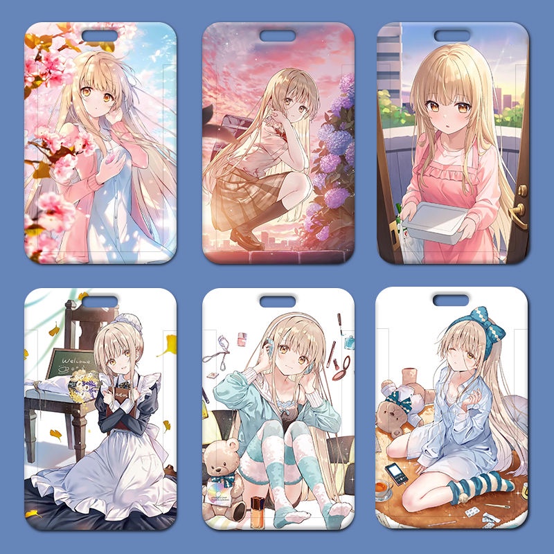 Shiina mahiru kawaii studen bìa thẻ cô gái bìa thẻ id landyard chủ thẻ mrt chủ thẻ kinh doanh