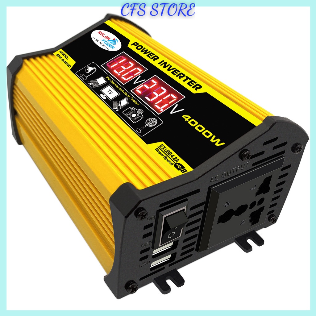 Kích điện 12V lên 220V sin chuẩn cs 4000W, chuyển đổi điện từ ắc quy ô tô xe máy sang 220V