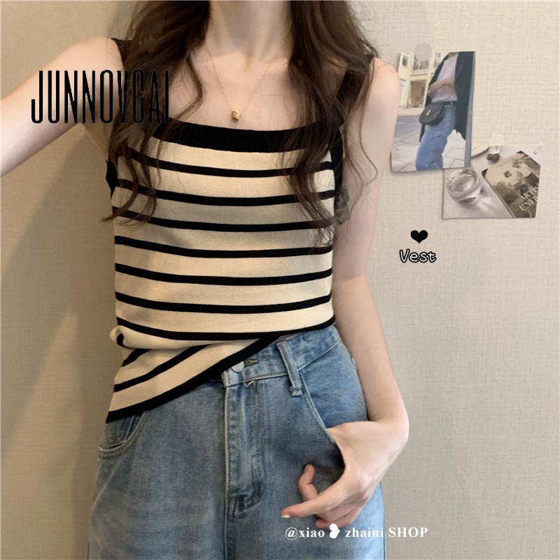 Junnovgal women 2023 thời trang mới dây treo sọc đen sang trọng độc đáo