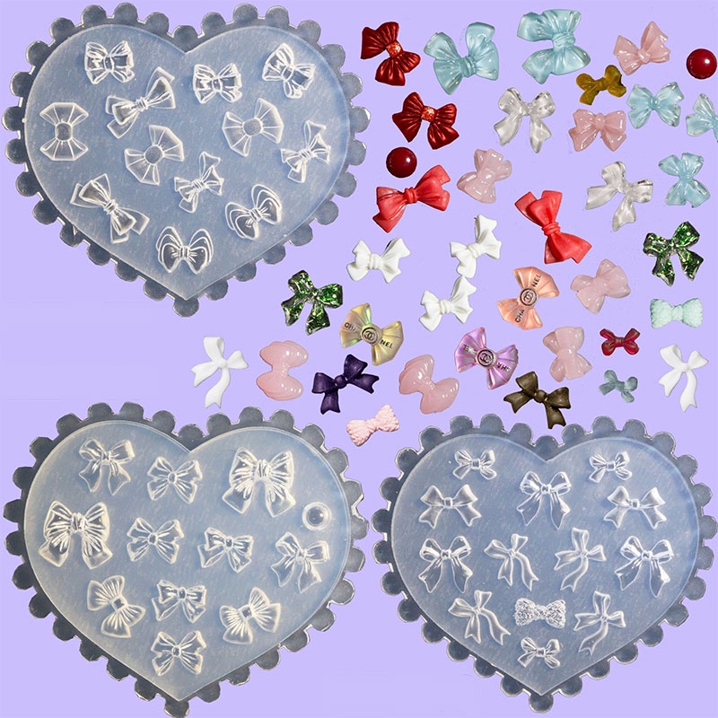 Chk mini 3d acrylic nail art epoxy resin khuôn nơ bướm hoa trái tim lá tự làm khuôn silicone chữ cái số đồ trang trí móng tay khuôn pha lê đồ trang sức đúc dụng cụ làm