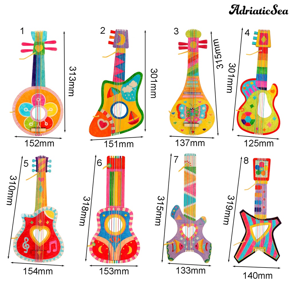Đàn Guitar Bằng Gỗ Thủ Công DIY Sáng Tạo Cho Bé