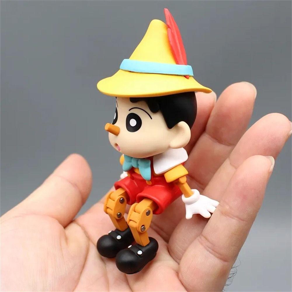 Mmluck crayon shin-chan figure, anime figure cartoon shinnosuke nohara figure, bức tượng nhỏ dễ thương 8cm mô hình đồ chơi pi-nocchio series puppet crayon shin-chan fans sưu tầm