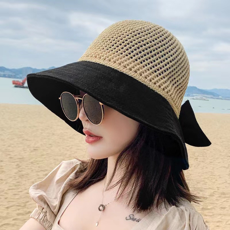 Mũ Bucket Nữ Mũ Chống Nắng Mũ Cói Viền Vải Nơ To Xinh Xắn Nón Tai Bèo Màu Sắc Tương Phản Phong Cách Hàn Quốc Dễ Phối Đồ Thời Trang Mùa Hè Cho Nữ