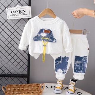 Bộ đồ cotton OOPSMILE thời trang xuân thu 2023 gồm áo sweater + quần dài thể thao cho bé trai