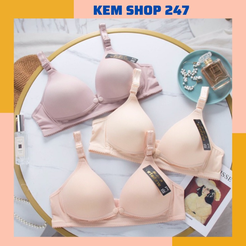 Áo ngực bầu con bú sau sinh chất lụa tằm mềm mát không gọng có cúc bấm phía trước cho bé ti 235 KEM SHOP 247
