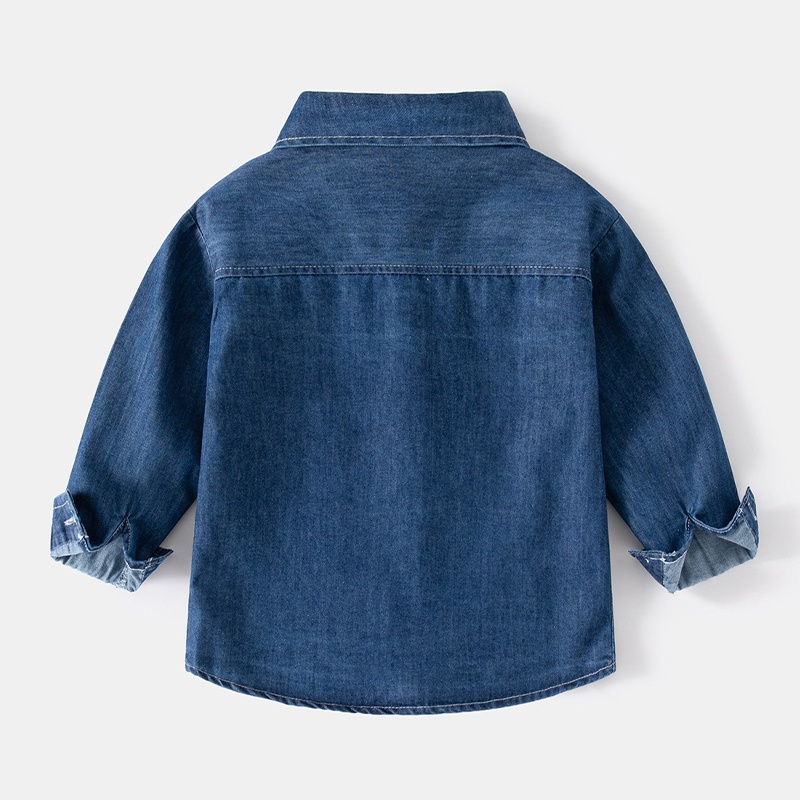 Ljmofa áo sơ mi denim cho bé trai 2-8y mùa xuân và mùa thu thể thao hàn quốc dài tay áo sơ mi giản dị áo khoác