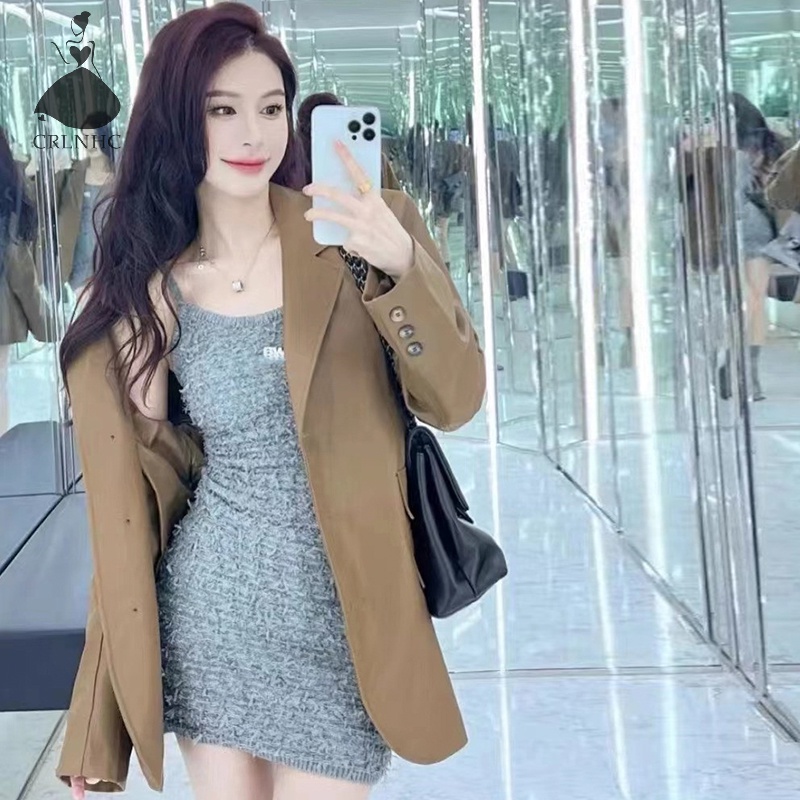 Crlnhc suspender u-shaped collar dệt kim slim fit party club summer women mini dress vn